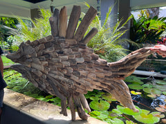 LARGE Bali Handmade Driftwood Fish Wall Decor 130cm - Bali Driftwood Wall Art