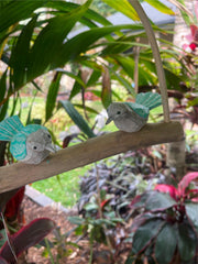 Balinese Hand Crafted Wood 2 Birds on Swing Hanger / Mobile - Bali Bird Mobile