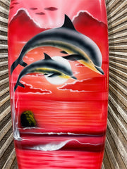 Bali Air Brushed Surfboard w/Dolphin Art Wall Decor 80cm - Bali Surfboard Art