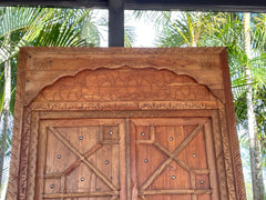 Authentic Balinese Teak Doors in Frame - Hand Carved Recycled Teak Bali Doors