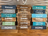 Balinese Hand Crafted WELCOME TO OUR HAPPY.... HOME Sign - Bali Family Sign
