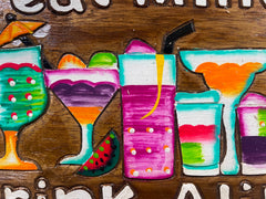 NEW Hand Crafted TIKI GREAT MINDS DRINK ALIKE Sign Tropical Island Bali Bar Sign