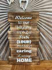 Balinese Hand Crafted WELCOME TO OUR HAPPY.... HOME Sign - Bali Family Sign