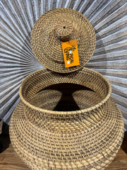 NEW Balinese Hand Woven Rattan Laundry Basket / Basket w/lid