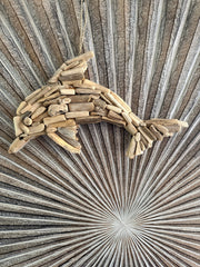 NEW Balinese Hand Crafted Driftwood Dolphin Hanger / Wall Art