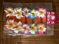 Pack 10 Frangipani Hair Pins - Assorted coloured Frangipani Bobby Pins Pack 10