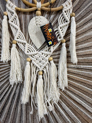 Balinese Hand Crafted Bamboo Lotus Wall Art w/Macrame Trim - Bali Lotus Art Sm