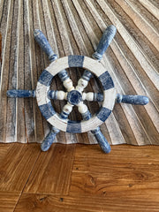 NEW Balinese Handmade Wooden Boat Steering Wheel Wall Art - 2 Colours Available