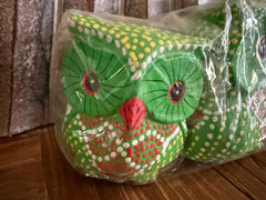 Balinese Hand Carved Set 3 Wooden Owls - Bali Wood Carved Owl Set of 3