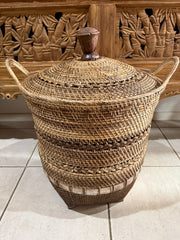 Balinese Hand Woven Rattan Laundry Basket w/Lid - 3 Sizes - Clothes Basket