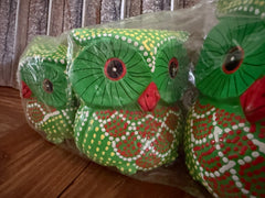 Balinese Hand Carved Set 3 Wooden Owls - Bali Wood Carved Owl Set of 3