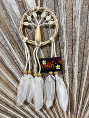 Balinese Handmade Tree of Life Dream Catcher - W/Shell & Feather Trim Bali Dream