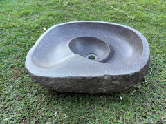 Balinese Hand Crafted River Stone Basin - River Stone Vanity Basin Sprial