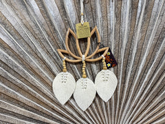 Balinese Hand Crafted Bamboo Lotus Wall Art w/Leaf Tassel / Lotus Dream Catcher