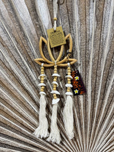 Balinese Bamboo Lotus Wall Art w/Shells, Beads, Tassels - Lotus Dream Catcher S