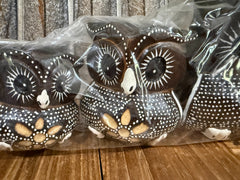 Balinese Hand Carved Set 3 Wooden Owls - Bali Wood Carved Owl Set of 3