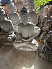 NEW Balinese Master Carved LAVA Stone Buddha Statue w/Batik Cloak - RARE PIECE!!