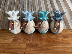 NEW Hand Carved Wooden Pineapple Decor - BOHO Style - 4 Colours Available SM