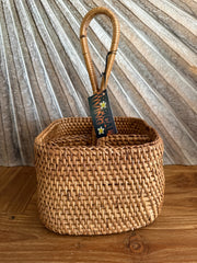 New Balinese Hand Woven Rattan 4 Compartment Caddy - Rattan Bali Basket