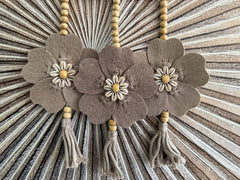 Balinese Handmade Bamboo Lotus Wall Art w/Bead & Flower Trim - Bali Lotus Art