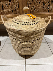 Balinese Hand Woven Rattan Laundry Basket w/Lid - 3 Sizes - Clothes Basket
