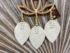 Balinese Hand Crafted Bamboo Lotus Wall Art w/Leaf Tassel / Lotus Dream Catcher