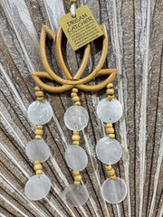 Balinese Hand Crafted Bamboo Lotus w/Capiz Shell Chime or Wall Art - Lotus Chime
