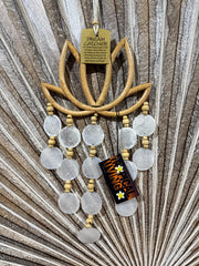 Balinese Hand Crafted Bamboo Lotus w/Capiz Shell Chime or Wall Art - Lotus Wall Art