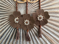 Balinese Handmade Bamboo Lotus Wall Art w/Bead & Flower Trim - Bali Lotus Art