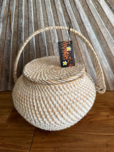 New Balinese Hand Woven Rattan Basket w/Handle + Lid - Rattan Bali Basket