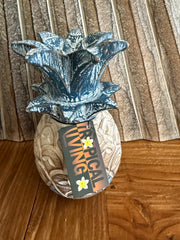 NEW Hand Carved Wooden Pineapple Decor - BOHO Style - 4 Colours Available MED