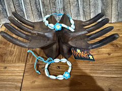 Hand Crafted Frangipani / Shell Bracelet - Pink or Blue - Inexpensive gift!!