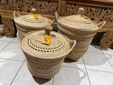 Balinese Hand Woven Rattan Laundry Basket w/Lid - 3 Sizes - Clothes Basket