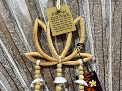 Balinese Bamboo Lotus Wall Art w/Shells, Beads, Tassels - Lotus Dream Catcher S