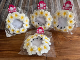 Pack 10 Frangipani Hair Clips - White/Yellow Frangipani Crocodile Hair Clip