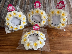 Pack 10 Frangipani Hair Clips - White/Yellow Frangipani Crocodile Hair Clip