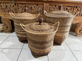 Balinese Hand Woven Rattan Laundry Basket w/Lid - 3 Sizes - Clothes Basket