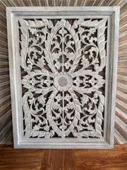 Balinese Carved MDF/WOOD Framed Mandala Wall Panel - Balinese Carved Panel 80x60