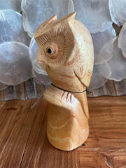 NEW Balinese Hand Carved Wooden Owl Sculpture - Wood Carved Owl