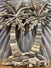 Bali Handmade Driftwood Palm Tree Wall Decor 50cm - Bali Tropical Wall Art