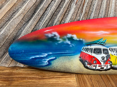 Bali Air Brushed Surfboard w/Combi Van Wall Decor 80cm - Bali Surfboard Wall Art