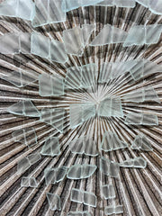 Balinese Sea Glass w/Wood Top Windchime / Mobile - Glass Chime Decor Hanger