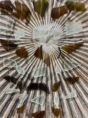 Balinese Sea Glass w/Wood Top Windchime / Mobile - Glass Chime Decor Hanger