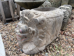 Hand Carved Paras Bali Barong Pot - Bali Barong Feature Pot - Carved Bali Pot