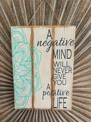 NEW Balinese Hand Crafted POSITIVE LIFE Sign - AFFIRMATION SIGN