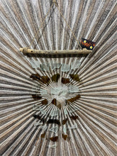 Balinese Sea Glass w/Wood Top Windchime / Mobile - Glass Chime Decor Hanger