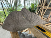 New Balinese Lava Stone Fish - Bali Carved Pink Lava Stone Fish Statue