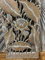 NEW Balinese Carved MDF Lotus Panel / Tropical Wall Panels - Bali Wall Art