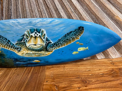 Bali Air Brushed Surfboard w/Turtle Wall Decor 80cm - Bali Surfboard Wall Art
