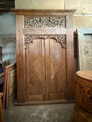 Authentic LG Balinese Teak Doors in Frame - Hand Carved Recycled Teak Bali Doors
